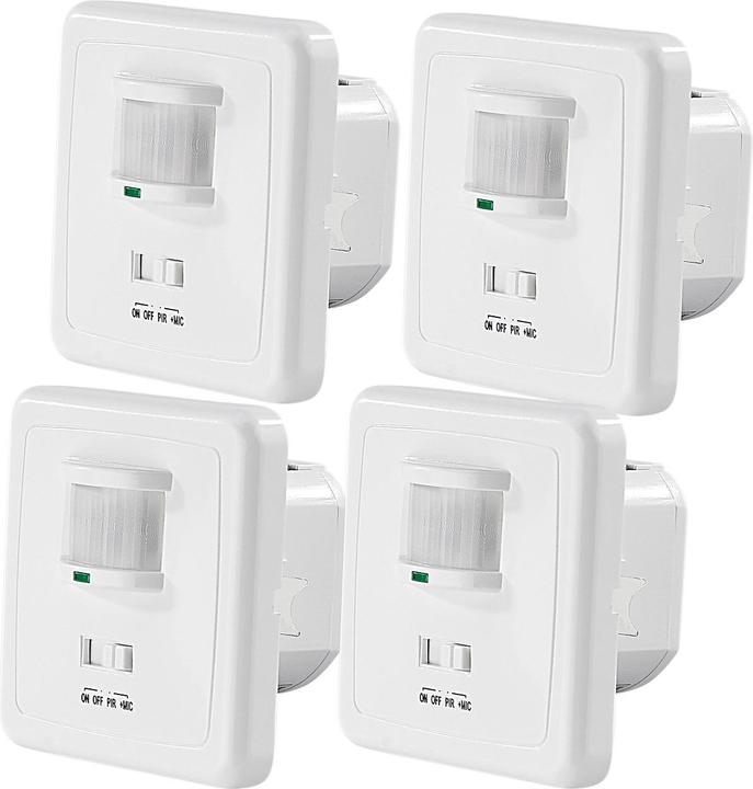 Produktbild Revolt 4er-Set Automatische Lichtschalter mit PIR- und Akustik-Sensor (12 m)