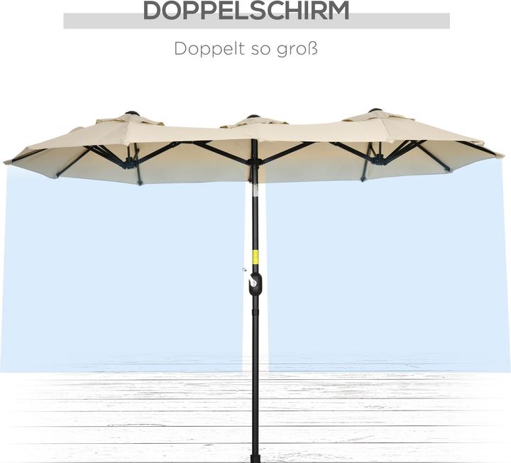 Produktbild Outsunny Doppelseitiger Sonnenschirm mit Winddach (1.47 m)