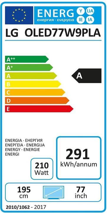 Energie-Label LG TV OLED 77W9, 77, UHD (77", OLED, 4K)