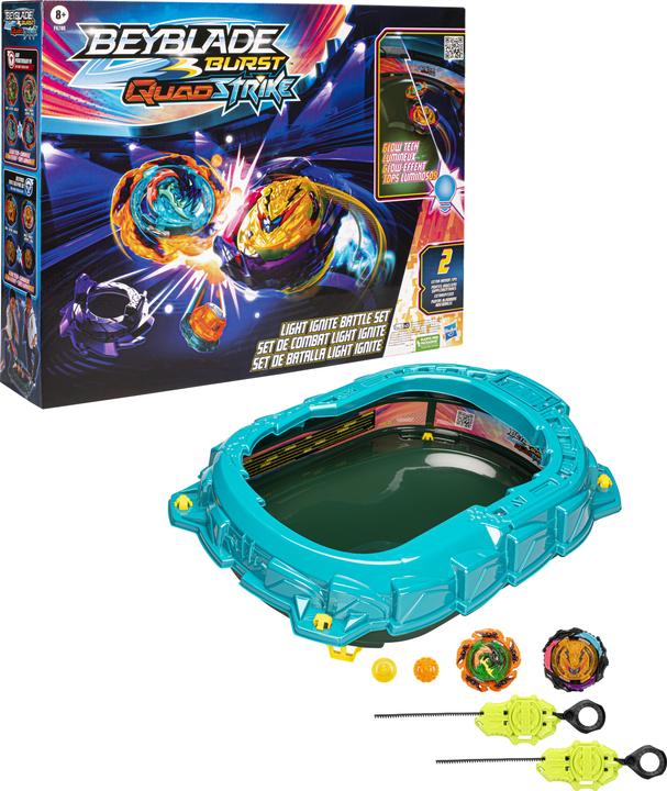 Productafbeelding Hasbro Beyblade Burst QuadStrike Light Ignite Beyblade Stadion Strijdset (Duits, Frans, Italiaans, Engels, Nederlands, Zweeds, Noors, Pools)