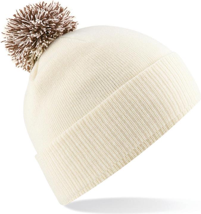 Weiss mit braunem Bommel