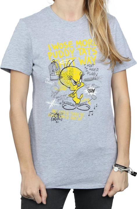 Actual product image Looney Tunes Womens/Ladies Tweety Pie More Puddy Tats Cotton Boyfriend T-Shirt (S)