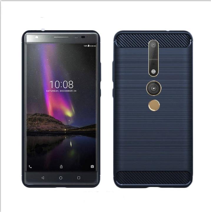 Actual product image König Design Case Mobile Protection for Lenovo Phab2 Pro Case Cover Bumper Carbon Optics TPU Blue (Lenovo P2)