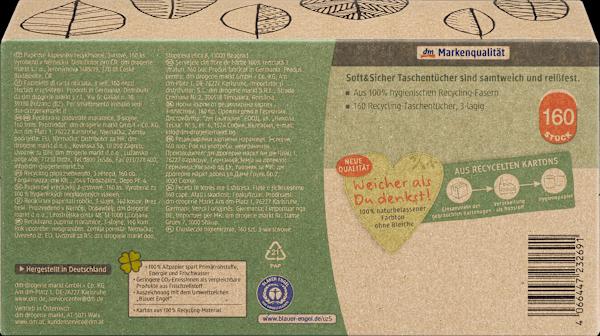 Nährwerte und Zutaten dm Soft&Sicher Taschentücherbox Recycling