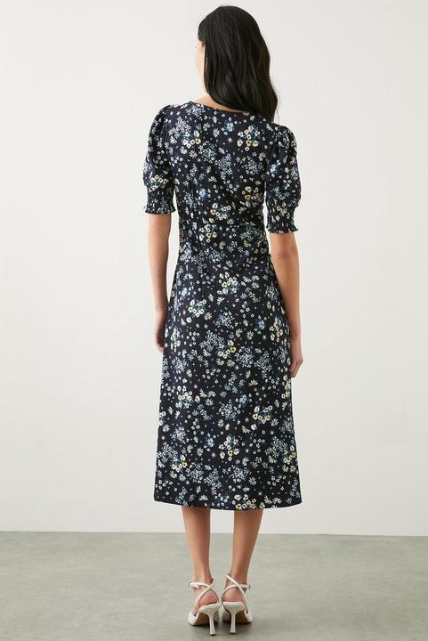 Produktbild Dorothy Perkins Ditsy Print Geraffte Manschette Petite Midi Kleid (34 D)