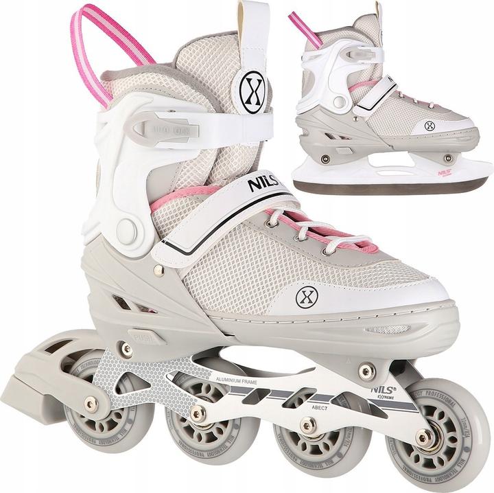 Produktbild Nils NH18188A 2in1 GRAU-PINK GRÖSSE M. L(39-43) INLINE-SKATES MIT ABMESSUNG. TUL. EISHOCKEY EXTREME (39, 40, 41, 42, 43)