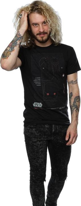 Actual product image Star Wars Mens Rogue One K-2SO Schematic T-Shirt (S)
