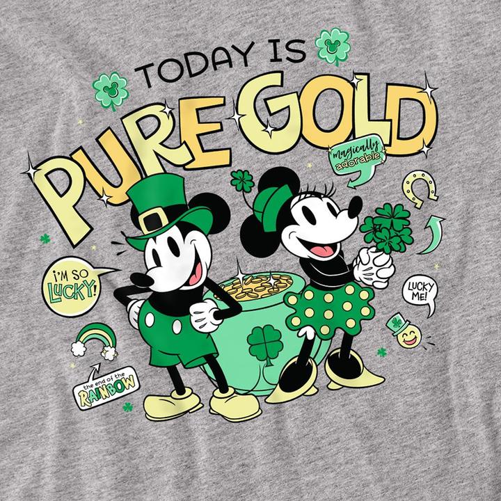 Actual product image Mickey Mouse Unisex Adult Pure Gold Minnie Mouse St Patricks Day T-Shirt (L)