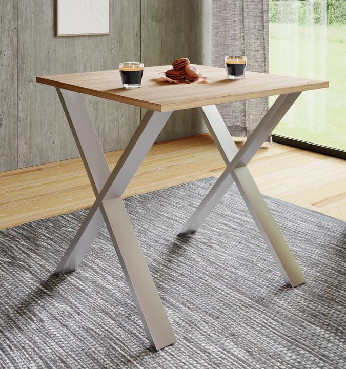 Image du produit VCM Table de salle à manger en bois Xona X Argent (80 x 50 x 76 cm)