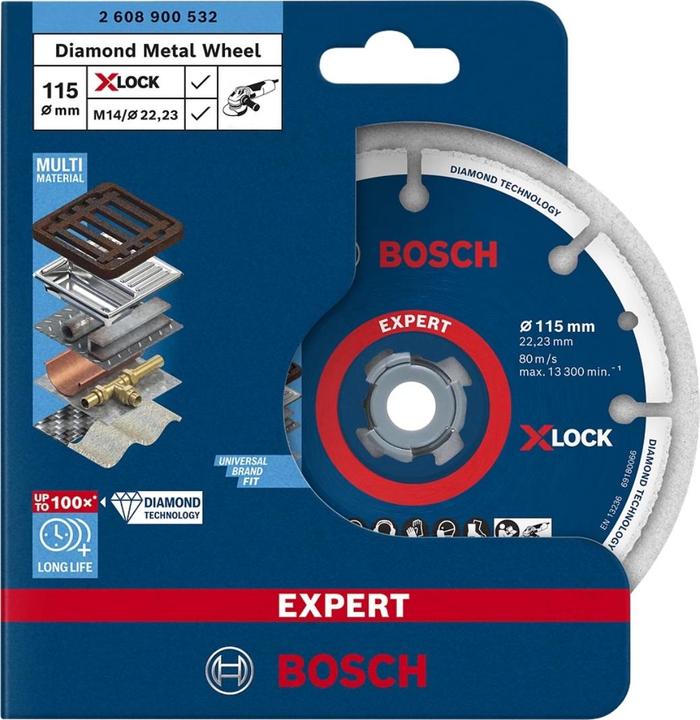 Immagine prodotto Bosch Professional Zubehör Disco da taglio e smerigliatura Disco da taglio diamantato X LOCK Best for Metal 115 x 22,23 mm di