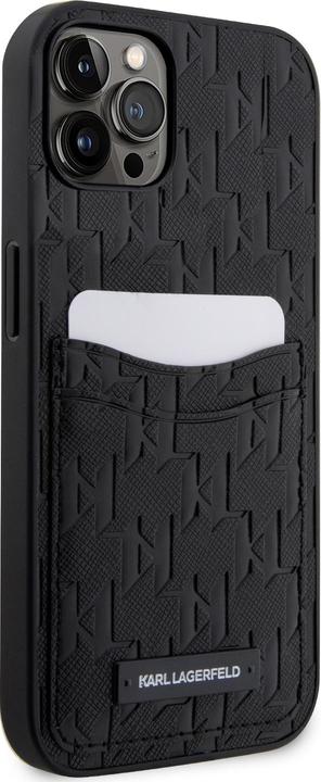 Produktbild Karl Lagerfeld Saffiano Monogram Card Slot Case für iPhone 12|12 Pro Schwarz (Apple iPhone 12)