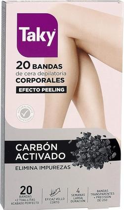 Immagine prodotto Taky Bande di cera depilatoria per il corpo con carbone 20 pezzi (Talco)