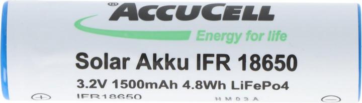 Produktbild AccuCell Akku Solar 18650 IFR Flat Top ohne Kopf ungeschützt (1 Stk., 18650, 1400 mAh)