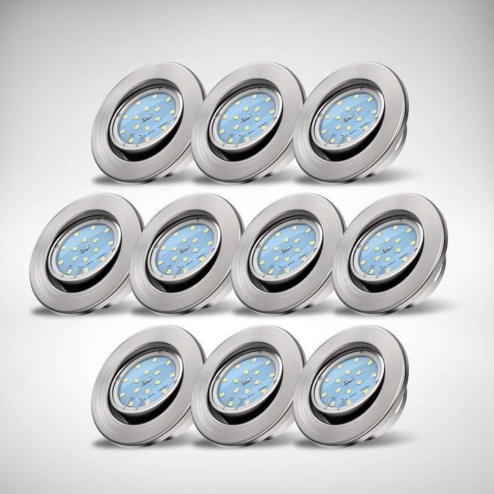 Image du produit B.K.Licht Kit d'éclairage LED encastré, nickel mat, 10xModule LED (400 lm)
