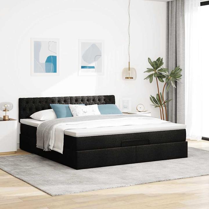 Actual product image VidaXL Ottoman bed with mattress black 160x200 cm fabric (160 x 200 cm)