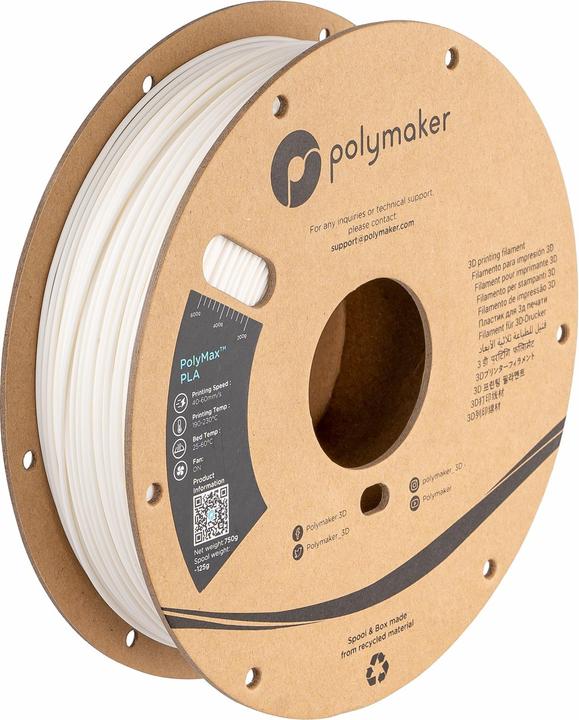 Actual product image Polymaker PolyMax PLA V2 - White- 1.75mm (PLA, 1.75 mm, 750 g, White)