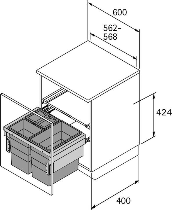 Immagine prodotto Hettich Sistema rifiuti Cargo Synchro (28 l)