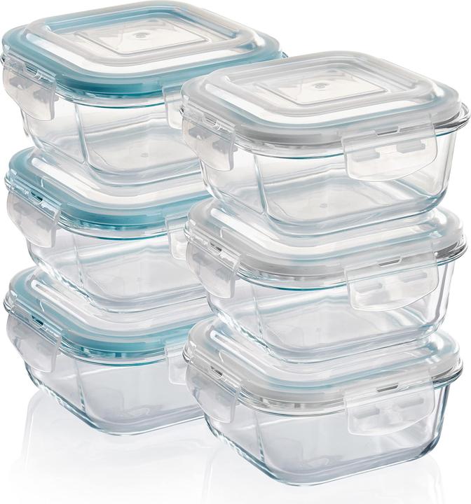 Immagine prodotto Grizzly Set di scatole di vetro per la conservazione degli alimenti 6x 520 ml quadrate (0.52 l)
