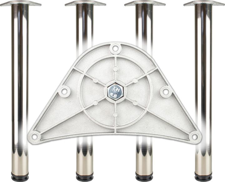 Immagine prodotto BMB Set di gambe del tavolo cromo lucido 80 mm altezza 870 mm Attacco del piano