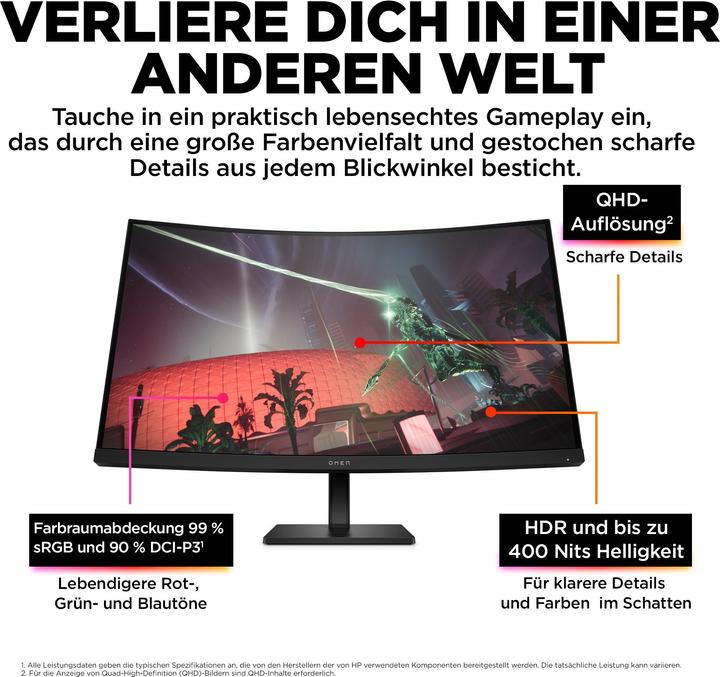 Produktbild HP Omen 32c (2560 x 1440 Pixel, 31.50")
