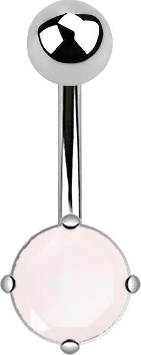 Image du produit Star Piercing Banane argentée avec pierre de jade rose ronde (sans laiton, Acier chirurgical 316L, Minéral)