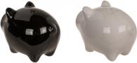 Actual product image G. Wurm Salt/pepper shaker pigs with magnetic nose, set of 2, made of ceramic black, white (W/H/D) 7x5x5cm (Salt)