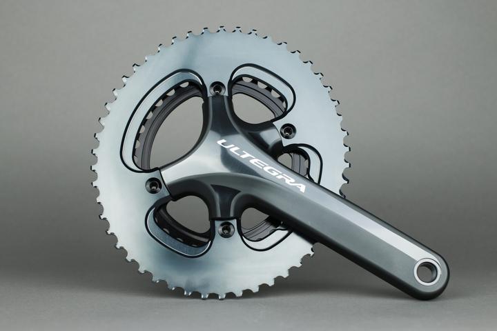 Actual product image AbsoluteBLACK aBLACK ROAD SILVER edition OVAL 110BCD 4 holes 2X chainring, asymmetric GREY TITANGRAUM (52)