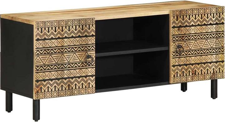 Immagine prodotto VidaXL Mobile TV Mobile TV basso Tavolo TV Nero Legno di mango grezzo (105 x 33,5 x 46 cm)