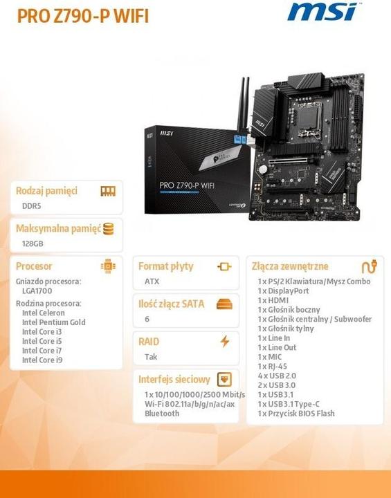 Produktbild MSI Pro Z790-P WIFI (LGA 1700, Intel Z790, ATX)