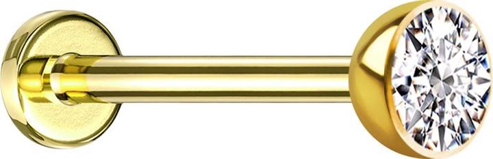 Star Piercing Micro Threadless Labret vergoldet Halbkugel mit Kristall silber (ohne Messing, Titan G23)