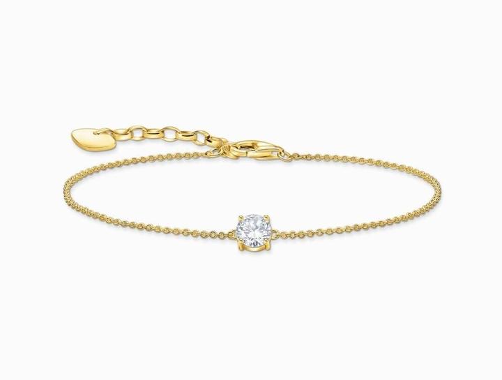 Immagine prodotto Thomas Sabo Bracciale placcato oro con ciondolo di zirconi bianchi (19 cm, Doratura in oro giallo 750, Argento 925)