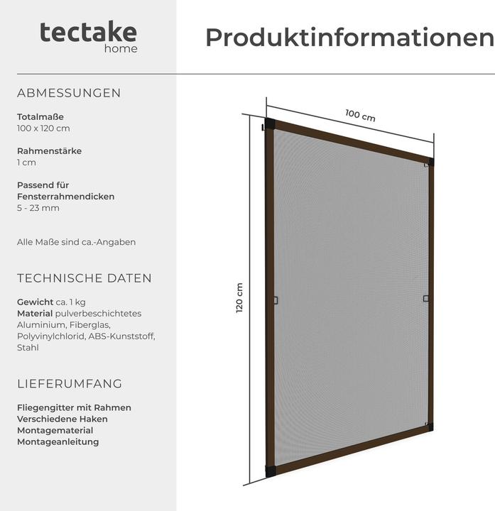 Actual product image tectake Fly screens for window frames (100 x 120 cm)