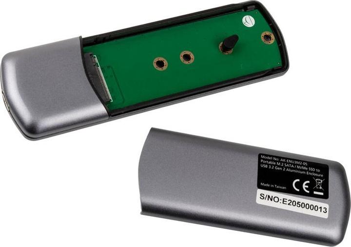 Image du produit Akasa Portable M.2 SATA/NVMe SSD vers USB-C 3.2 Gen 2 (M.2 2280, M.2 2260, M.2 2242, M.2 2230)