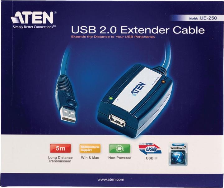 Immagine prodotto Aten Cavo di prolunga USB 2.0 (5 m, USB 2.0, 2.50 W)
