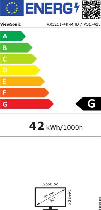Label énergétique Viewsonic VX3211-4K-MHD (3840 x 2160 pixels, 32")