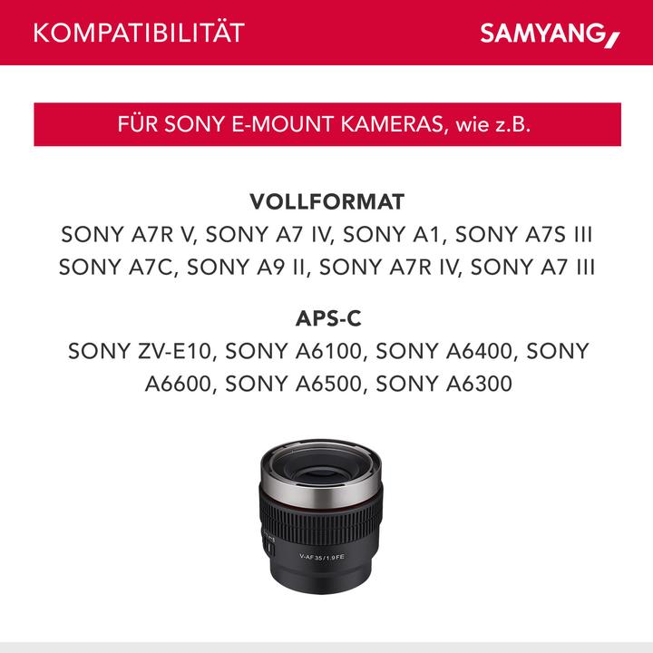 Actual product image Samyang V-AF 35mm f/1.9 FE Sony E (Sony E, full size)