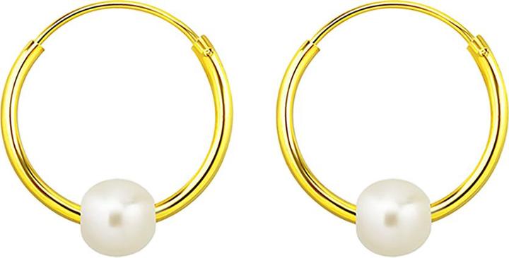 Actual product image Star Piercing Earring 18k gold plated round with pearl (without brass, 925 sterling silver)