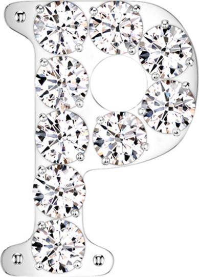 Produktbild Star Piercing Threadless silber mit Kristallen silber Buchstabe P (ohne Messing, Titan G23)