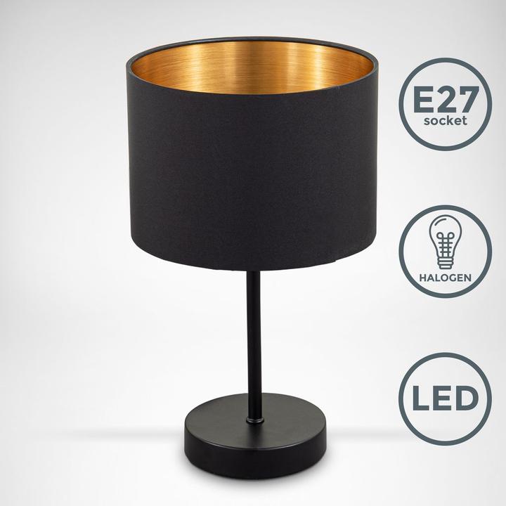 Produktbild B.K.Licht Tischleuchte, schwarz-gold, 1xE27/40W max. exkl. (E27)