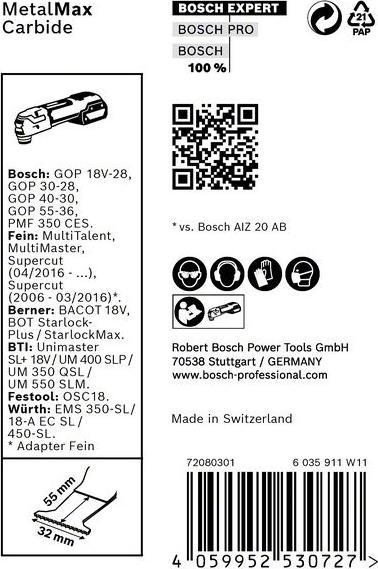 Produktbild Bosch Professional Zubehör EXPERT MetalMax PAIZ 32 AIT Blatt für Multifunktionswerkzeuge, 50 x 32 mm, 10 Stück