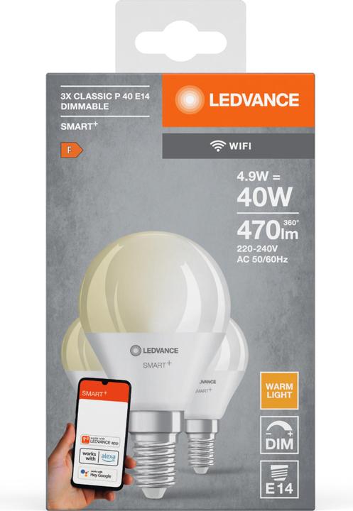 Actual product image Ledvance Smart+ Mini (E14, 4.90 W, 470 lm, 3 x, F)