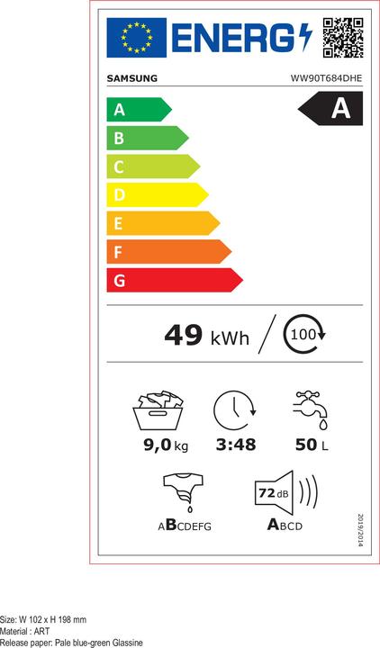 Etichetta energetica Samsung WW90T684DHE/S3 (9 kg, A sinistra)