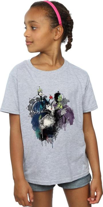 Actual product image Disney Girls Villains Sketch Cotton T-Shirt (140, 146)