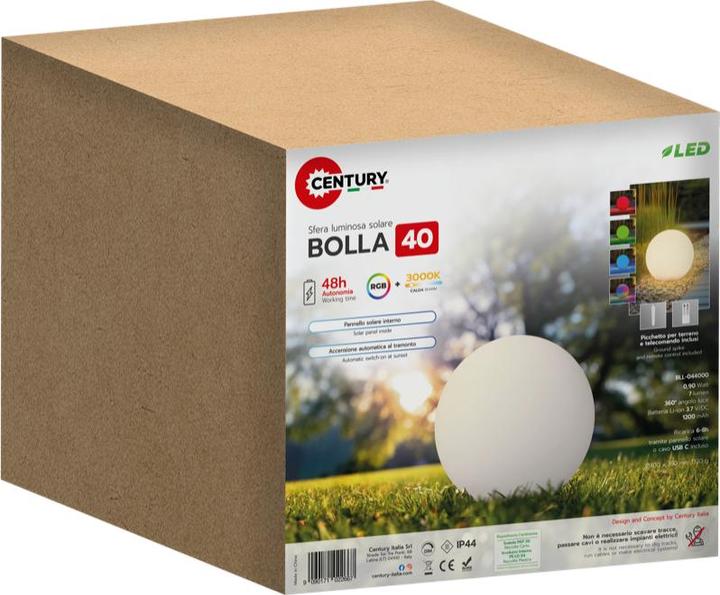 Immagine prodotto Century Lampada solare a LED BOLLA 0,4W RGB Dimm. IP44 piccolo (3 lm, IP44)