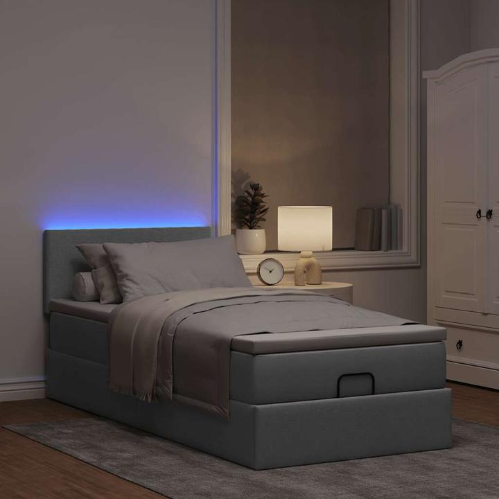Produktbild VidaXL Ottoman-Bett mit Matratze Hellgrau 90x190 cm Stoff (90 x 190 cm)