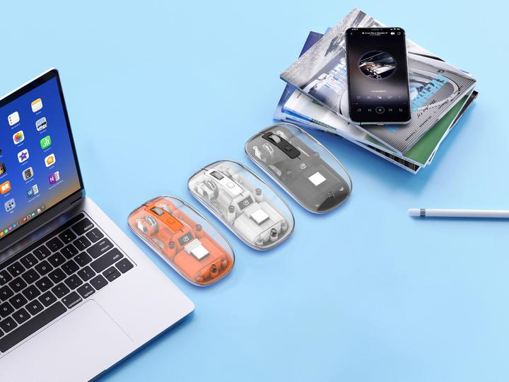 Actual product image Manhattan MH Transparent 4D mouse, White (Wireless)