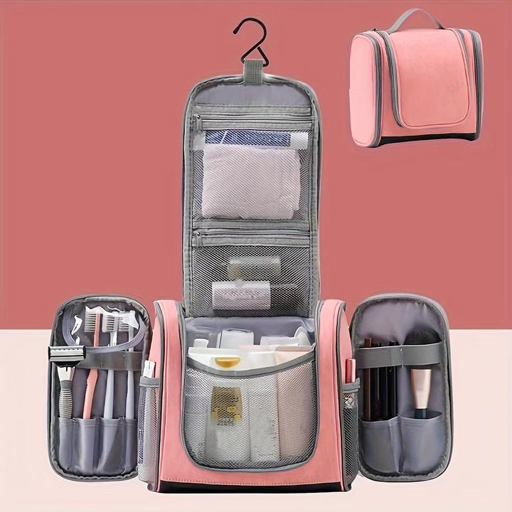 Actual product image Only-Bags.Store Portable hanging wash bag with hook, PU leather waterproof foldable toiletry bag (1 l)
