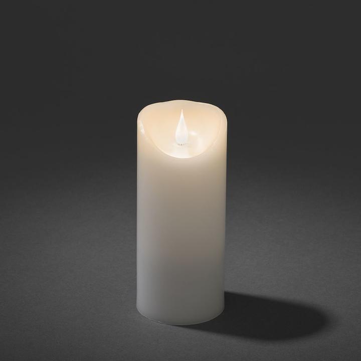 Actual product image Konstsmide LED wax candle, white, with 3D flame, Ø 7, 5 cm, height: 17, 5 cm, with 4h and 8h timer (1 x)