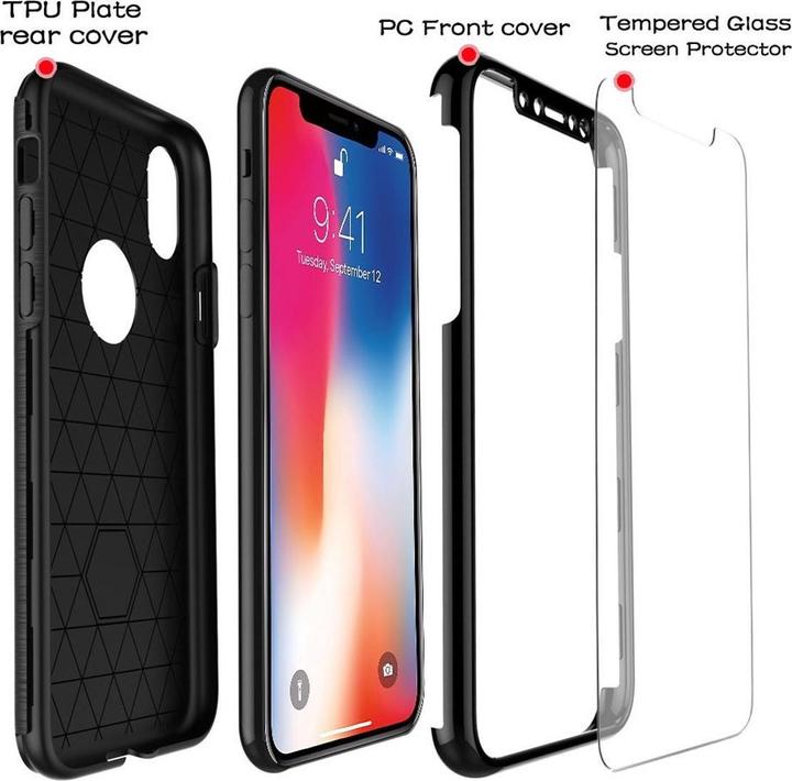 Produktbild König Design Handyhülle Apple iPhone 6 / 6s Full Cover Carbon Case Schutz Bumper Rahmen Rot (Apple iPhone 6)