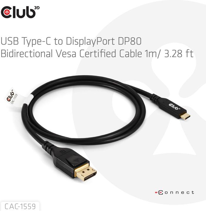 Produktbild Club 3D USB Typ C – DisplayPort (1 m, USB Typ C, DisplayPort)